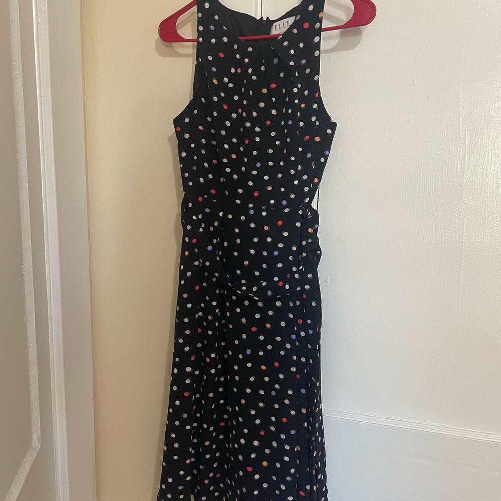 Elle Black Dress with Multicolor Polka Dots